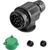 SPARKMOTO Spina 13 Poli Rimorchio Impermeabile,Norma ISO11446,12V Spina Rimorchio 13 Poli per Auto RV Camion Roulotte gancio traino Spina 13 Poli Rimorchio con cappuccio protettivo verde(Breve)