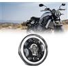 Horett Faro a LED per Moto Da 5.75 Pollici Con Motivo a Teschio Luce Alta/Bassa Perno Direzionale Drl E Luce Occhio Angelico Colorata per Moto, Auto - Luci LED