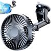 Vervevum Ventilatore per auto Silenzioso 3 livelli 12V/24V Ventola in ABS estensibile ruotabile a 360° per auto con cavo USB da 1, 5 m e ventosa per la guida estiva calda, per