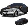 Kayme Telo Copriauto da Esterno, Telo per Auto da Esterno Impermeabile, Traspirante, Telo Macchina Felpato per Berlina BMW 3 Serie, Jaguar XE, Model 3, Giulia etc. Vedi Auto Tabella Taglie A9, Nero