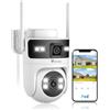 Ctronics PoE Telecamera Wi-Fi Esterno Doppio Obbiettivo, 2.4/5GHz WiFI Videocamera Sorveglianza, PTZ Telecamere Rilevamento Umano e Auto Tracking, Visione Notturna a Colori, PC/Cloud/TF, IP66