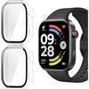 GIOPUEY Cover Compatibile con Xiaomi Redmi Watch 6, [2 Pezzi] Pellicola Protettiva Vetro + Cornice in Plastica Rigida Custodia - Transparent+Transparent