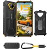 Ulefone Armor X13 Rugged smartphone Android 15, Visione Notturna 50MP+24MP, 12GB+64GB/SD 256GB, Batteria 6320mAh, 6,52 pollice, telefono indistruttibile 4G Dual SIM/Face ID/GPS/NFC Arancione