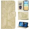 Aisenth Custodia per Samsung Galaxy A57, motivo albero, in pelle, a portafoglio, con interno in TPU, scomparti per carte di credito, cavalletto, colore beige