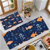 GDJSMIN Creature Marine Dei Cartoni Animati Passatoia Cucina Antiscivolo Lavabile Antimacchia Motivo Pesci Arancioni Piante Tappeto Runner Lungo Per Corridoio Entrata Casa Cucina Da Ingresso, 45×75Cm+45×150Cm