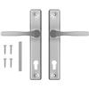 ADGO Set di Maniglie per Porta Destra e Sinistra per una Porta per Inserto, R=90 mm, Rettangolare, Maniglia in Alluminio, Lamiera d'acciaio, Verniciata a Polvere, Galvanizzata, Argento