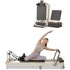 VEVOR Macchina Pieghevole per Riformatore per Pilates, Letto con Seduto Scatola, per Casa Palestra Utenti Avanzati Principianti con Doppia Resistenza Molla e Corda, 2215 x 700 x 830 mm