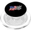 Funny Car Racing Gifts Racing Fans Car E Car Racing Bandiera americana a scacchi Motorsport Racing PopSockets PopGrip per MagSafe
