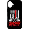 Funny Car Racing Gifts Racing Fans Car E Custodia per iPhone 16 Plus Vintage Bandiera Americana Corsa A Scacchi Auto Da Corsa Fan