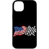 Funny Car Racing Gifts Racing Fans Car E Custodia per iPhone 14 Plus Car Racing Bandiera americana a scacchi Motorsport Racing