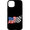 Funny Car Racing Gifts Racing Fans Car E Custodia per iPhone 15 Plus Car Racing Bandiera americana a scacchi Motorsport Racing