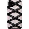The Print Edit Custodia per iPhone 11 Cintura Croce Gotica Nera Modello Fibbia Pelle Pallida