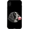 Vintage ESS Bubblegum Aesthetic Style Ar Custodia per iPhone XS Max Grafica per amanti del cane Springer Spaniel rosa con gomma da masticare