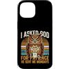 Monday Owl Christian Coffee Humor Custodia per iPhone 15 Ho chiesto a Dio per pazienza mi ha mandato lunedì gufo