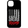 Funny Car Racing Gifts Racing Fans Car E Custodia per iPhone 14 Plus Vintage Bandiera Americana Corsa A Scacchi Auto Da Corsa Fan