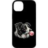 Vintage Border Collie Bubblegum Aestheti Custodia per iPhone 14 Plus Border Collie Pink Bubble Gum, simpatica grafica per amanti dei cani, da donna
