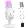 GUEVWES USB Microfono PC Gaming RGB: PC Gaming Microfoni per PS4 & PS5 - Microphone con Pulsante di Silenziamento - Podcast Micro per Youtuber - Regalo Cancellazione del Rumore Microfono per Gamer Bianco