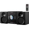 Cyberlux Sistema compatto Cyberlux con lettore CD Altoparlanti Bluetooth Sistema musicale Mini HiFi Sistema stereo USB AUX In CD/MP3 Radio FM 30 slot di memoria Sistema con display a LED e altoparlanti Sistema Micro HiFi