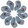 TISHITA 9 Pezzi Copri Testa Golf Copri Mazze Paracolpi Iron Cover Set in PU con Forma Affusolata Curva Antiscivolo Bordo Cucito E Marcature Chiare Adatta a