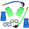 FRCOLOR Set Snorkeling Maschera Sub Occhialini e Pinne Compatte per Ragazzi in Silicone e Plastico per Snorkeling
