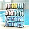 Labasuan Portaoggetti per salvagenti da piscina, organizer in metallo a 4 ripiani per attrezzature da piscina, scaffale mobile per piscina, parco acquatico, asilo nido