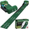 Surbootime Questo pad portatile da 274,3 x 38,9 cm presenta un ritorno automatico della palla e un putting green a 3 fori, adatto per casa, ufficio e uso esterno, per migliorare la precisione e il livello di