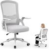 rattantree Sedia da Ufficio Scrivania Ergonomica, Con Braccioli Pieghevoli,Seduta e Schienale in Rete Respirante, Altezza Regolabile, Girevole con Ruote, Funzione Oscillante - Grigio