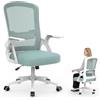 rattantree Sedia da Ufficio Scrivania Ergonomica, Con Braccioli Pieghevoli, Seduta e Schienale in Rete Respirante, Altezza Regolabile, Girevole con Ruote, Funzione Oscillante - verde