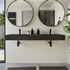 Parama Lavabo sospeso doppia vasca a muro rettangolare 150x48x13 cm in microcemento nero | Tasman