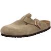 Birkenstock Boston Velours, Zoccoli unisex, Beige (Taupe), 38 (Stretta)