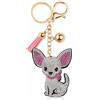 Popfizzy Portachiavi con strass per donne e ragazze, ciondoli luccicanti per borse, regali di compleanno per lei, portachiavi per zaino, ciondoli per borse, Chihuahua Bianco/Rosa (Oro), One Size