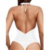 Sexybody Costume da bagno sexy da donna con scollo a V e schiena bassa, increspato, taglio alto, perizoma