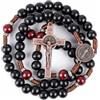 Nazareth Store Rosario cattolico realizzato a mano in legno massello di olivo e rosso scuro, collana da preghiera con medaglia in rame antico e crocifisso, regalo per uomo, 20.6, Legno, Nessuna