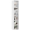 oneinmil Libreria Stretta Alta 6 Ripiani, Scaffale a Colonna con Cubi Portatutto, Design Moderno per Soggiorno, Camera da Letto, Ufficio Domestico, 30 x 23.5 x 181 cm, Bianco