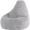 icon Dalton Pouf Bambini, Grigio, Velluto a Coste, Poltrona Sacco con Riempimento Incluso, Sedia Bambini, Mobili Camera da Letto