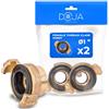 DOJA Barcelona Raccordo Rapido Sistema Geka Ottone Femmina - Pack 2-1 - Connettore per Tubo Giardino, Chiusura Sicura, Resistente, Compatibile Sistema GEKA, Adattatore Flusso Acqua