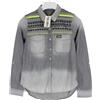 Superdry Flag Denim Camicia Donna Piccolo Grigio Azteco Look Roll-Up Maniche