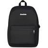 Invicta Zaino Scuola Carlson Plain, Nero, 24 L, Monoscomparto, Tasca interna con zip, Tasche laterali portaborraccia, Scomparto porta pc ablet, Scuola media e superiore, Ragazzo, Ragazza
