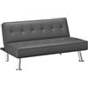 Yaheetech Divano Letto 3 Posti Divano Trasformabile in Letto Grigio/Pelle