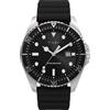 Timex Orologio da uomo Trend da 42 mm, cinturino in silicone nero, quadrante nero, cassa argentata TW2W71400