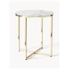 Westwing Collection Tavolino rotondo con piano in vetro effetto marmo Antigua -