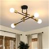 Osairous Lampadario Industriali, Lampadario Vintage 4 luci, Lampadari Sputnik Retrò E27, Plafoniera soffitto Nera, Lampadari per Corridoio, Cucina (senza lampadina)