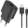 NOKIA CARICABATTERIE ORIGINALE DA PARETE PER CASA USB AD-18WE 18W+ CAVO TYPE C BLACK BULK PER SMARTPHONE