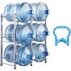 VEVOR Portabottiglie in Ferro a 3 Livelli per Acqua in Bottiglia per 6 Bottiglie, Portabottiglie 18,9 L Doppio Livello Portabottiglie per 3 Bottiglie, Portabottiglie per Cucina Ufficio Soggiorno Nero