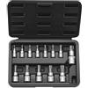 VEVOR Set di Bussole Torx, 13 Pezzi Stella T8 - T60, Acciaio Legato S2 e Acciaio Cr-V, Attacchi 0,63/0,95/1,27 cm, con Custodia di Stoccaggio, Bussole Torx per Uso Manuale, Meccanica
