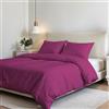 Italian Bed Linen Elegant Parure Copripiumino Letto Matrimoniale 100% Microfibra, Made in Italy - Set Copri Piumino - Sacco Piumone 250x200cm con Patella + 2 Federe 50x80cm, Tinta Unita - Fucsia