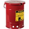 Justrite Contenitore per olio in acciaio con coperchio azionato a mano, 20 l, rosso