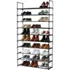 Relaxdays Scaffale per scarpe, 10 ripiani, sistema a incastro, A x L x P: 174x94x30 cm, metallo, salvaspazio, nero