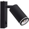 V-TAC VT-429 Portafaretto LED da Muro portalampada GU10 Orientabile nero applique con interruttore tipo lampada hotel - sku 10294