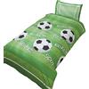 Rapport Home Rapport - Set Copripiumino Singolo, in Poliestere, Colore: Verde, Motivo Campo da Calcio